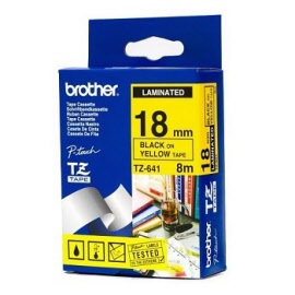 Brother® P-Touch TZ Tape 18mm x 8m Black/Yellow TZe-641