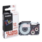 CASIO® EZ Label Tape Cartridge 12mm x 8m Red/White XR-12WER