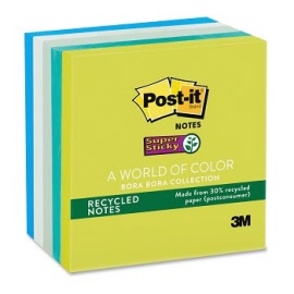 Post-it® Notes Super Sticky 654-5SST Bora Bora 76 x 76mm
