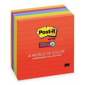 Post-it® Notes Super Sticky 675-6SSAN Marrakesh 98 x 98mm Lined