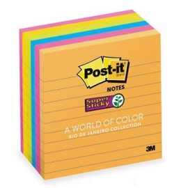 Post-it® Notes Super Sticky 675-6SSUC Rio de Janeiro 98 x 98mm Lined