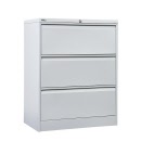 GO Steel 3 Drawer Lateral Filing Cabinet GLF4SG Silver Grey